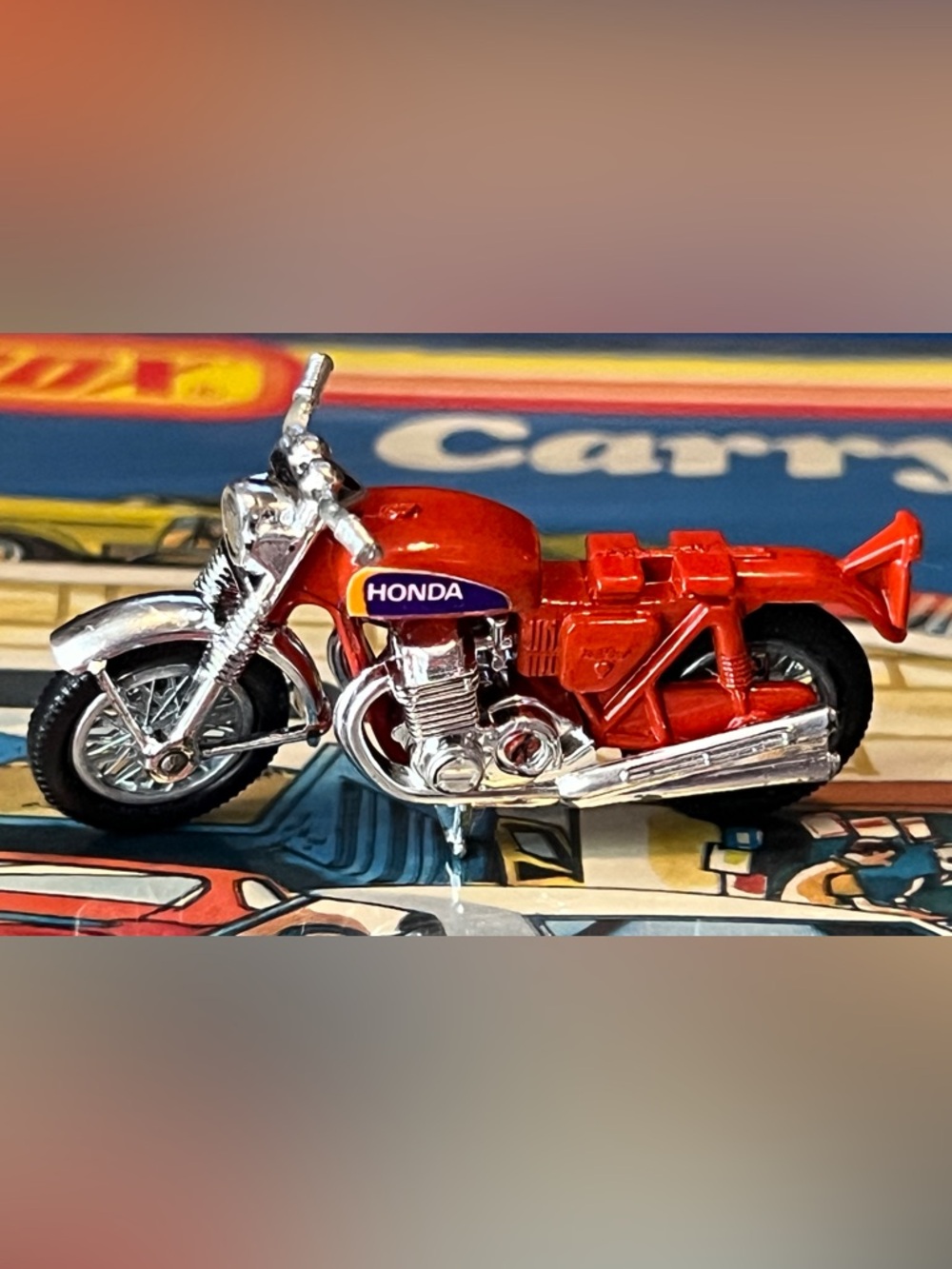 Vintage Matchbox No. 18 Hondarora Motorcycle 1974 Red Bike Lesney England